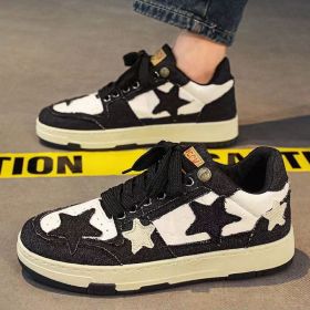 Men's Denim XINGX Breathable White Shoes Flat Casual Shoes (Option: Black-39)