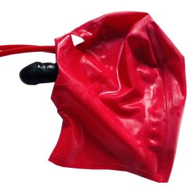 Latex Headgear With Nose Tube Mouthpiece (Option: Red-15CM Nose Tube)