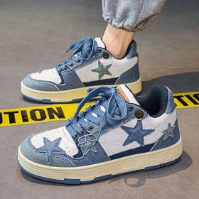 Men's Denim XINGX Breathable White Shoes Flat Casual Shoes (Option: Blue-39)