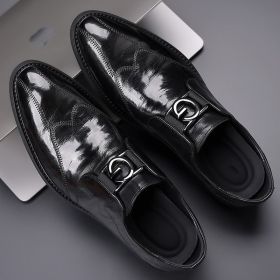 Full-grain Sheepskin Business Formal Wear Leather Shoes Men's Retro British One Pedal (Option: Black A-39)