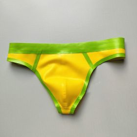 Natural Latex Men's Low Waist Underwear (Option: Yellow Green Edge-3XL)