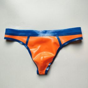 Natural Latex Men's Low Waist Underwear (Option: Orange Blue Edge-L)