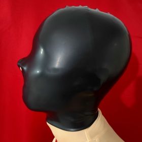Latex Headgear Fun All-in-one Seamless Choking Mask (Option: Open ones nose-L)